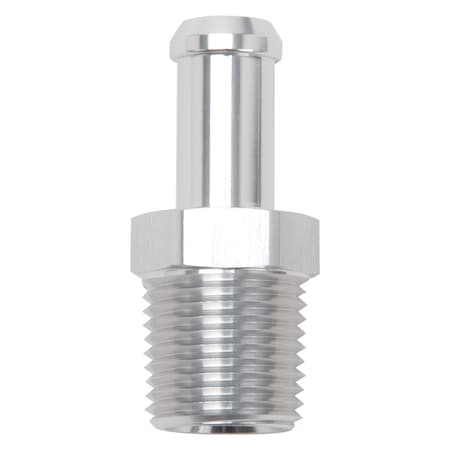 Edelbrock HOSE END STRAIGHT 1/2 NPT TO 1/2 BARB CLEAR ANODIZE 8121